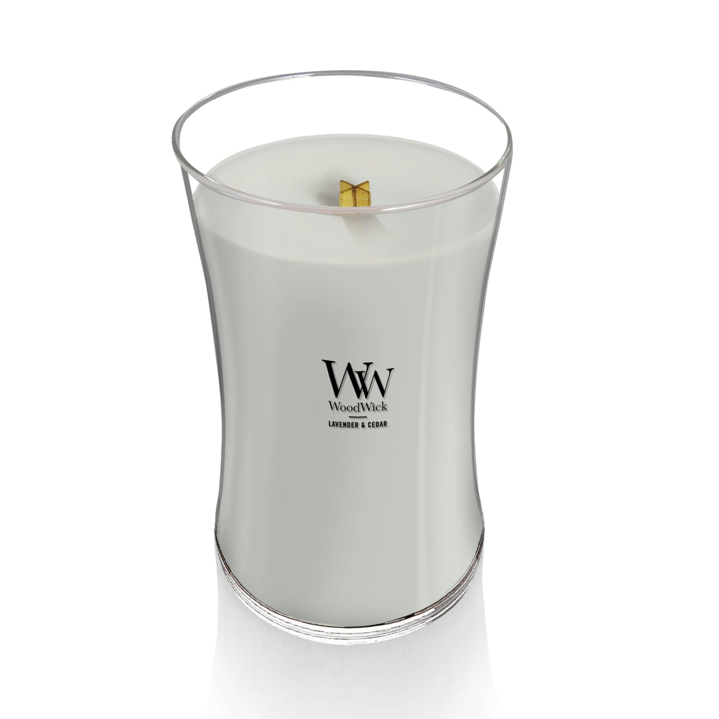 WoodWick Lavender & Cedar Holiday Candle Gifts for Women and Men, 21.5 oz Large Hourglass Candle with Crackling Wick