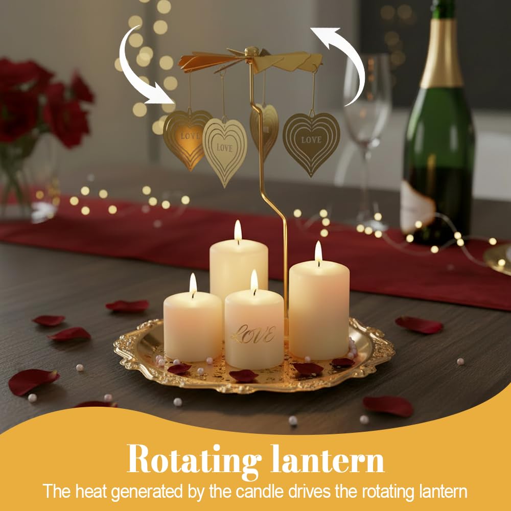 Candlestick Holders,Spinning Candle Holder with Tray for Wedding Valentine's Day Table Centerpiece Party Decor