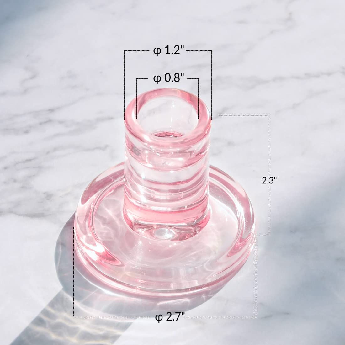 12PCS Pale Pink Taper Candle Holders, Glass Crystal Candlestick Holders Bulk, Clear Candle Holders for Dining Table Centerpiece，More Suitable for Weddings