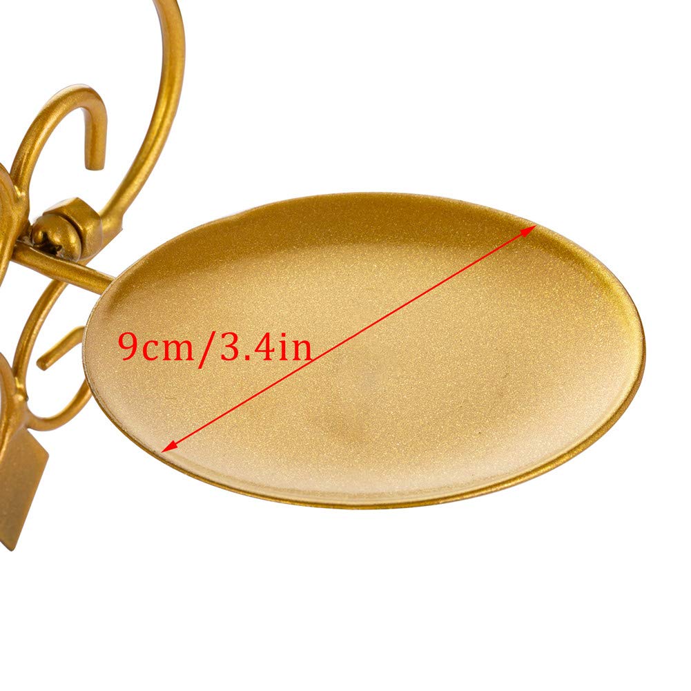 Sziqiqi Iron Wall Candle Sconce Holder Set of 2 Hanging Wall Mounted Pillar Candle Sconces Holder, Wall Sconces Decor for Bedroom Dining Room, Gold