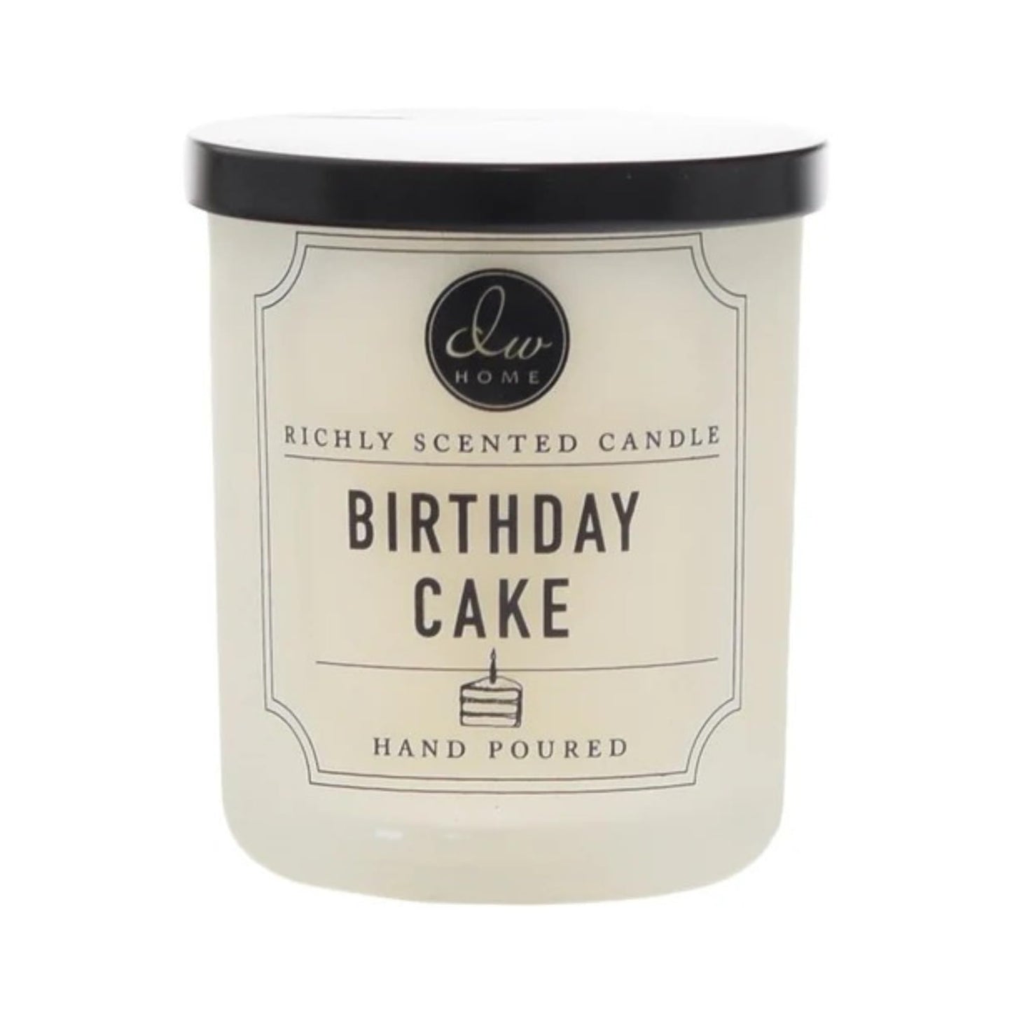 DW Home Birthday Cake Scented Candle for Home, 4 oz Mini Small Single Wick Candle Jar, Up to 12H Burn Time, Luxury Scented Candle for Relaxation, Gifting, Home Decor