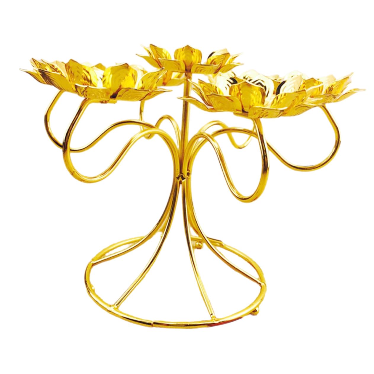 IDEANATEGRATE Golden Alloy Lotus Shape Metal Tealight Candle Holder, Heat-Resistant and Not Easy to Break, for Bedroom and Living Room Furniture Decoration