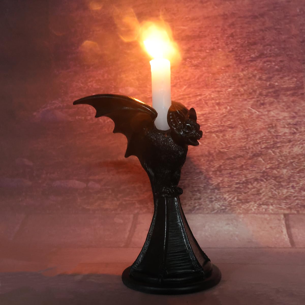 Halloween Candle Holder Decor Gothic Bat Candlestick Holder Stand Statue Figurine Home Decoration Accessory (Bat)