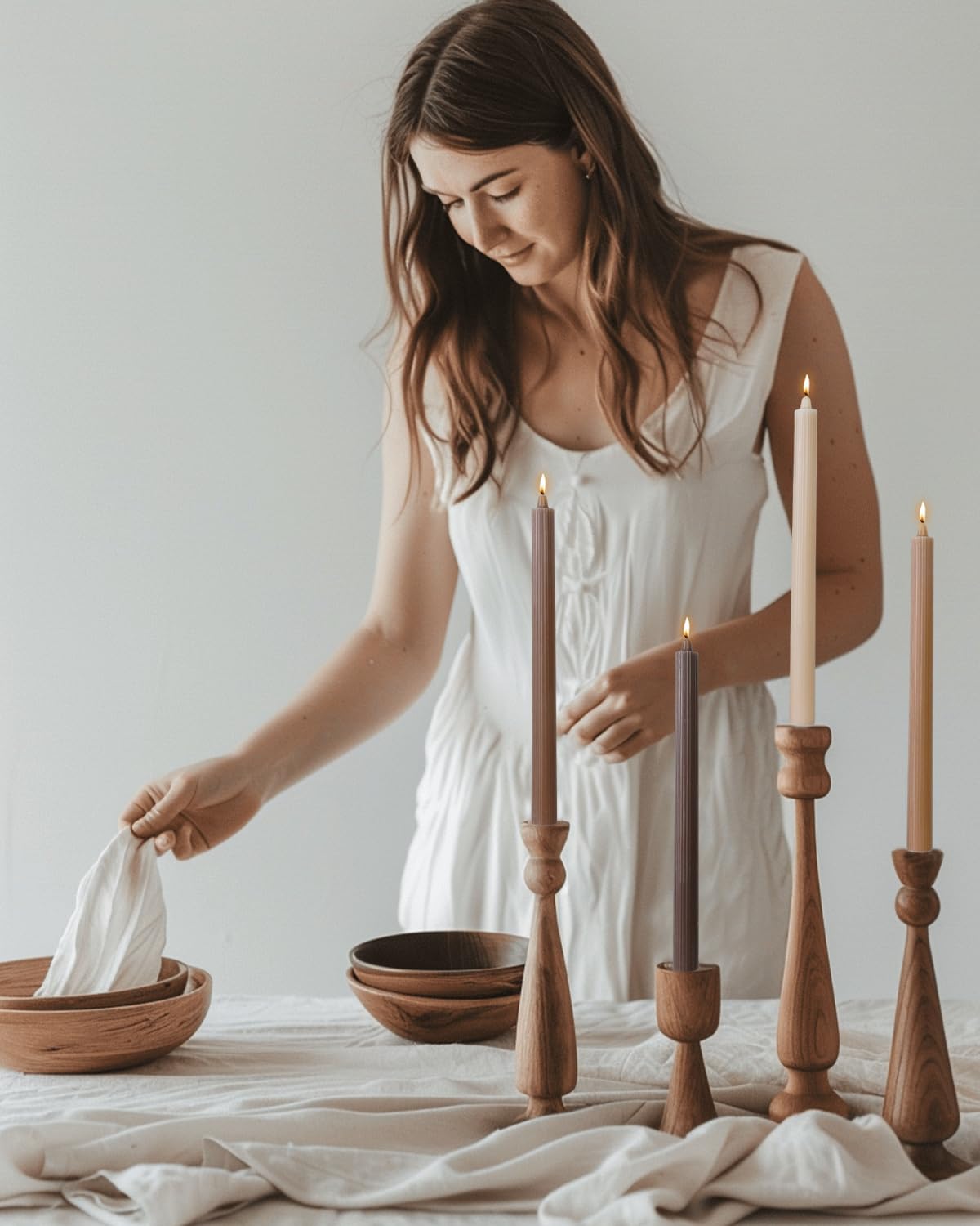 LPUSA Candlesticks Brown Taper Candles 10.5 inch Dripless Tapered Candles Ideal as Dinner Candles Smokeless and Unscented Long Burning,Set of 12