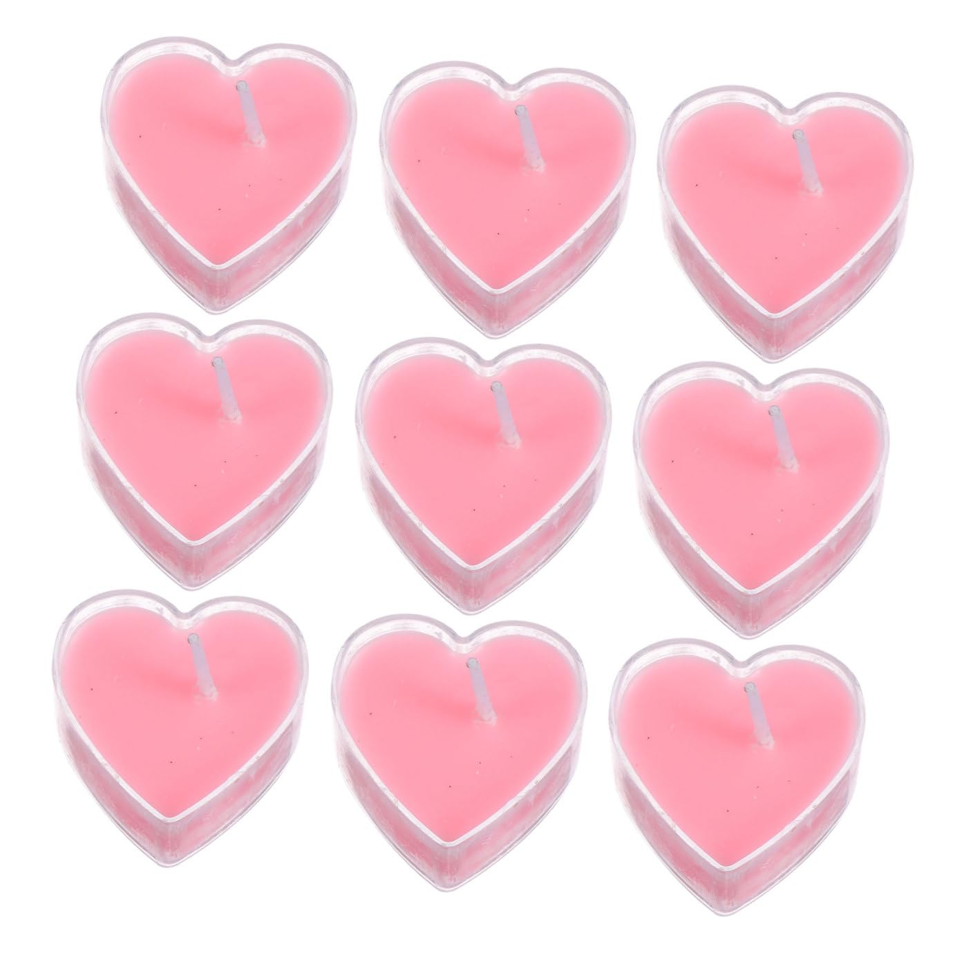 Anneome 9Pcs Heart Shaped Scented Candles Pink Rose Eco Friendly Tea Light Candles for Home Wedding Romantic Decoration Safe No Smoke
