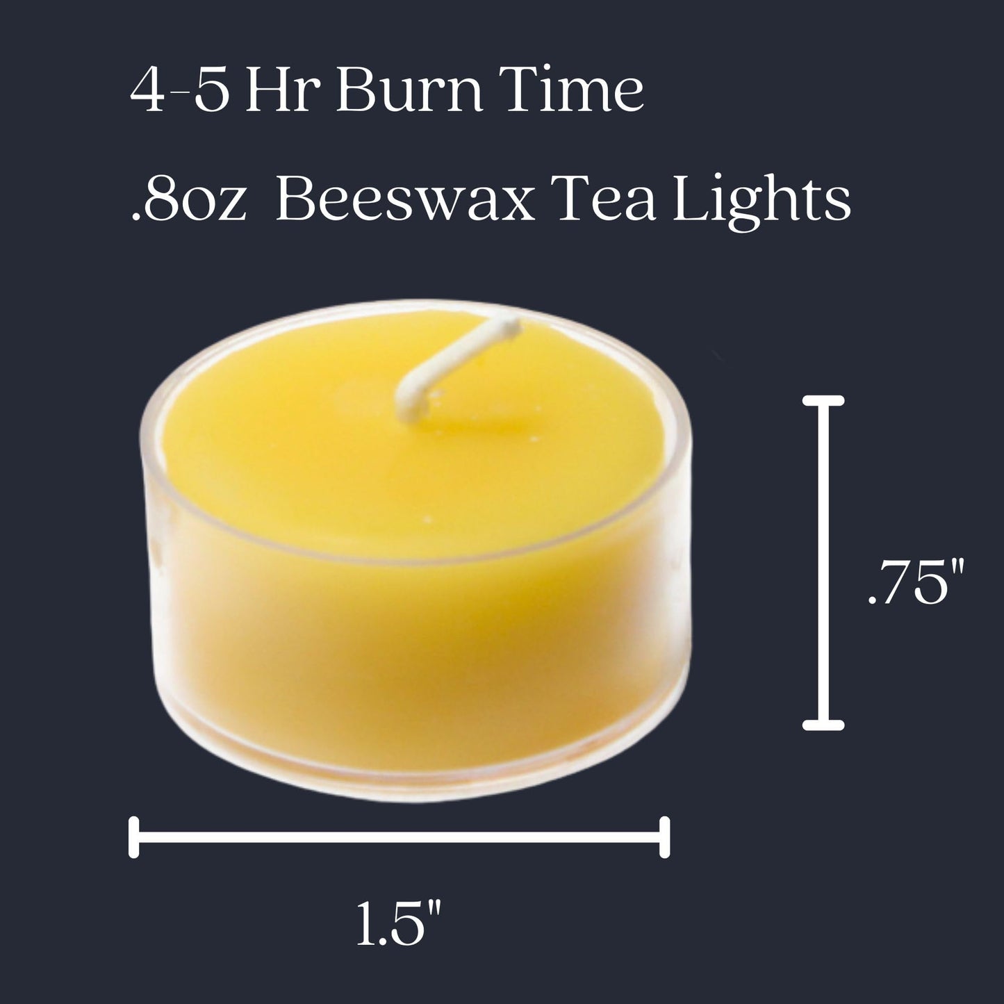 Bluecorn Beeswax Tea Light Candles, 100% Pure Natural Bees Wax, Yellow Tea Lights, Fragrance Free, Paraffin & Soy Free Candle Wax, Clean Burning, Long Lasting (4-5 Hrs), American Made, 48 Pack
