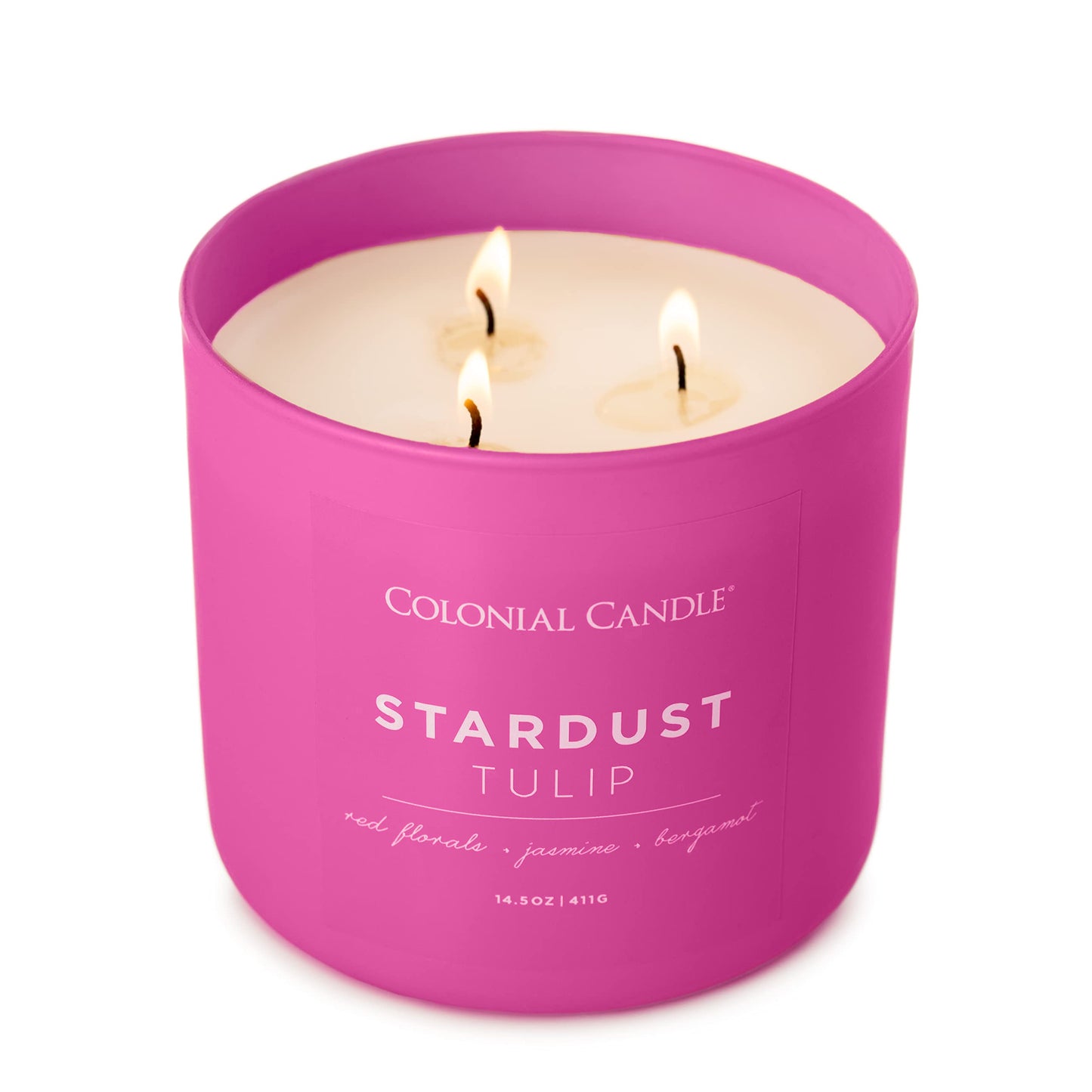 Colonial Candle Stardust Tulip Scented Jar Candle, Pop of Color Collection, 3 Wick, 14.5 oz - Up to 60 Hours Burn