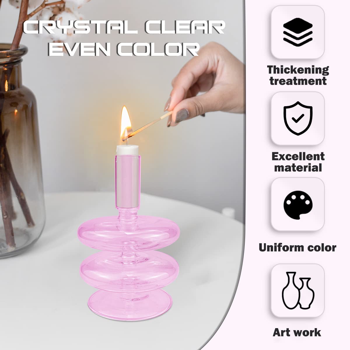 LNQ LUNIQI Clear Glass Candle Holders Glass Taper Candle Holder Decorative Glass Candlestick Holders for Dining Table Centerpieces Wedding Church （）