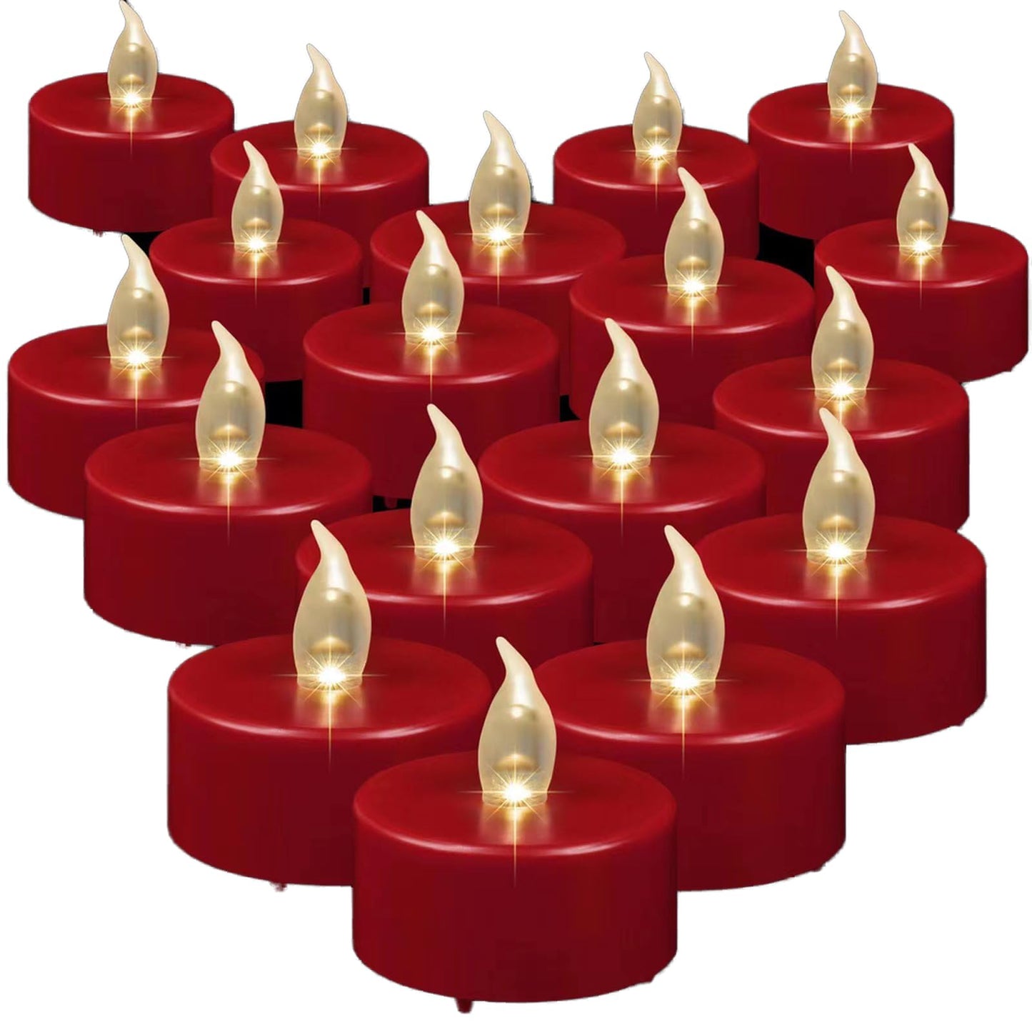 LED Tea Lights Flameless Candles: Battery Operated Bulk 24-Pack Realistic and Bright Flickering Long Lasting 200 Hours Electric Tealight Candles for Home Decor Halloween Christmas Wedding (Red)