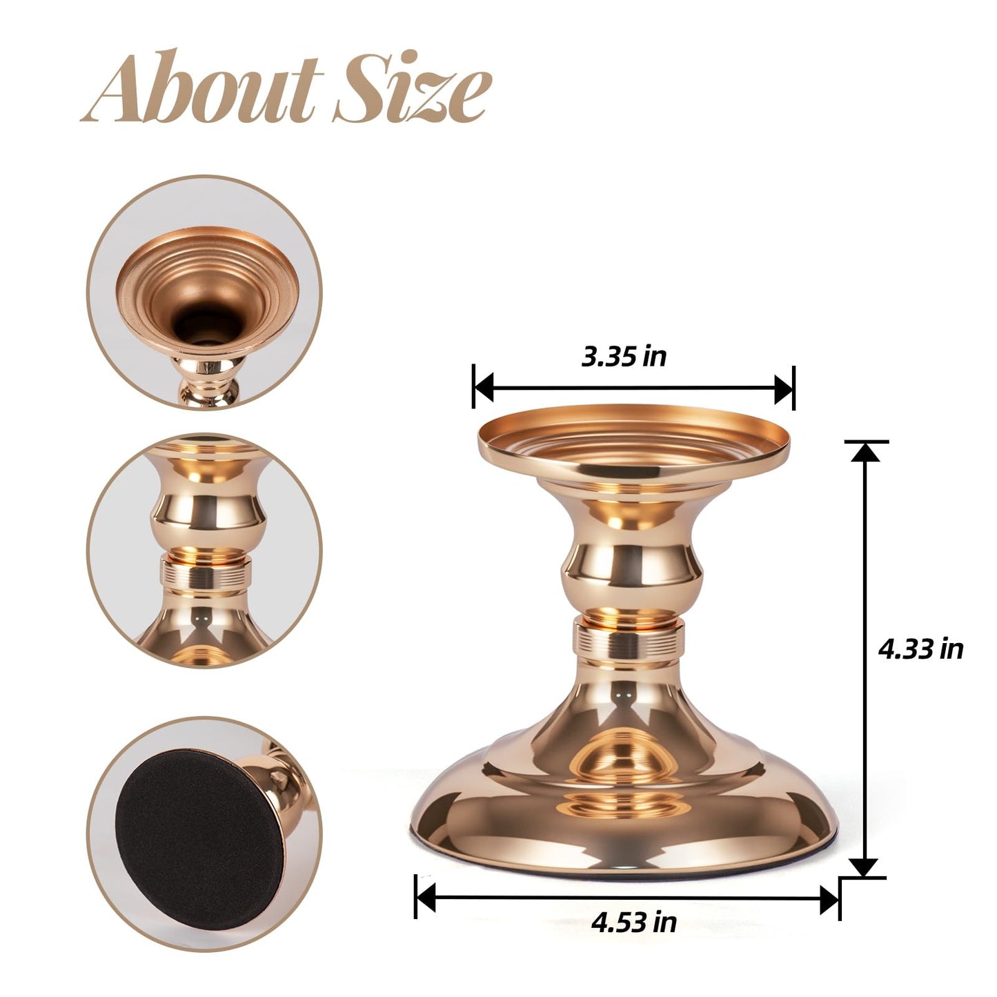 Pillar Candle Holder,Metal Candlestick Holders,Gold Candlesticks for Wedding Theme Party Table Centerpiece Decor Dining Room Birthday Holiday (Candlestick 6216- Small)