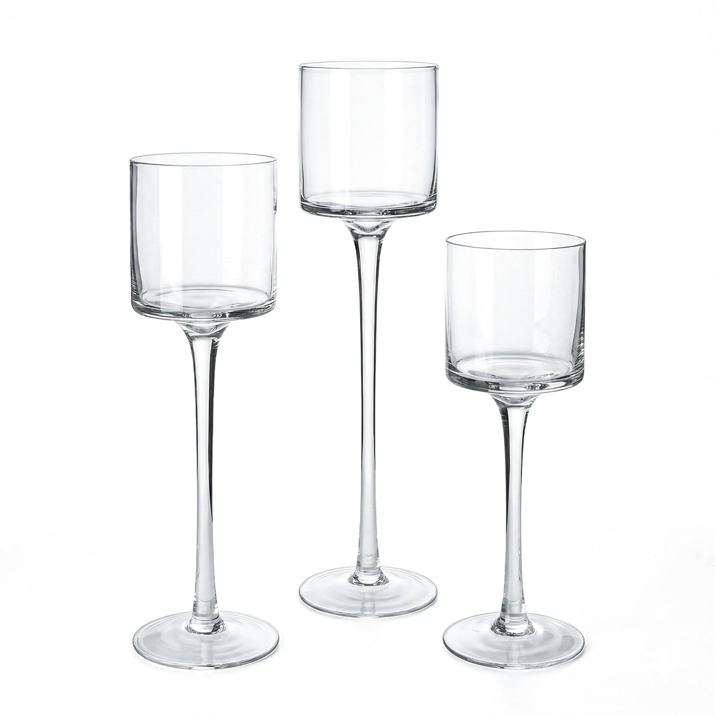 Royal Imports Glass Candleholder Flower Vase, Floating & Pillar Candle Centerpiece Display, Decorative Hurricane on Pedestal for Home or Wedding Set of 3, Clear
