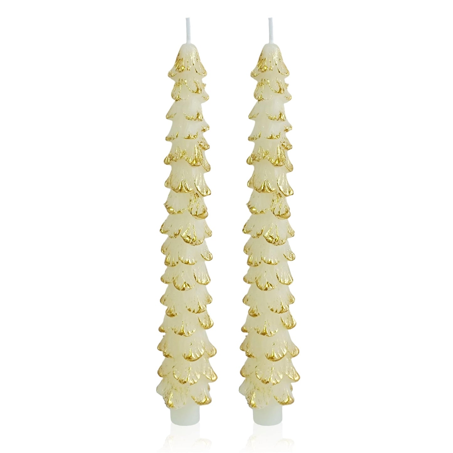 Gedengni Christmas Tree Taper Candle White Candlesticks - 10inches Unscented Tree Shaped Candles Decorative Tapered Candles for Holiday Xmas Party Dinner Table,W