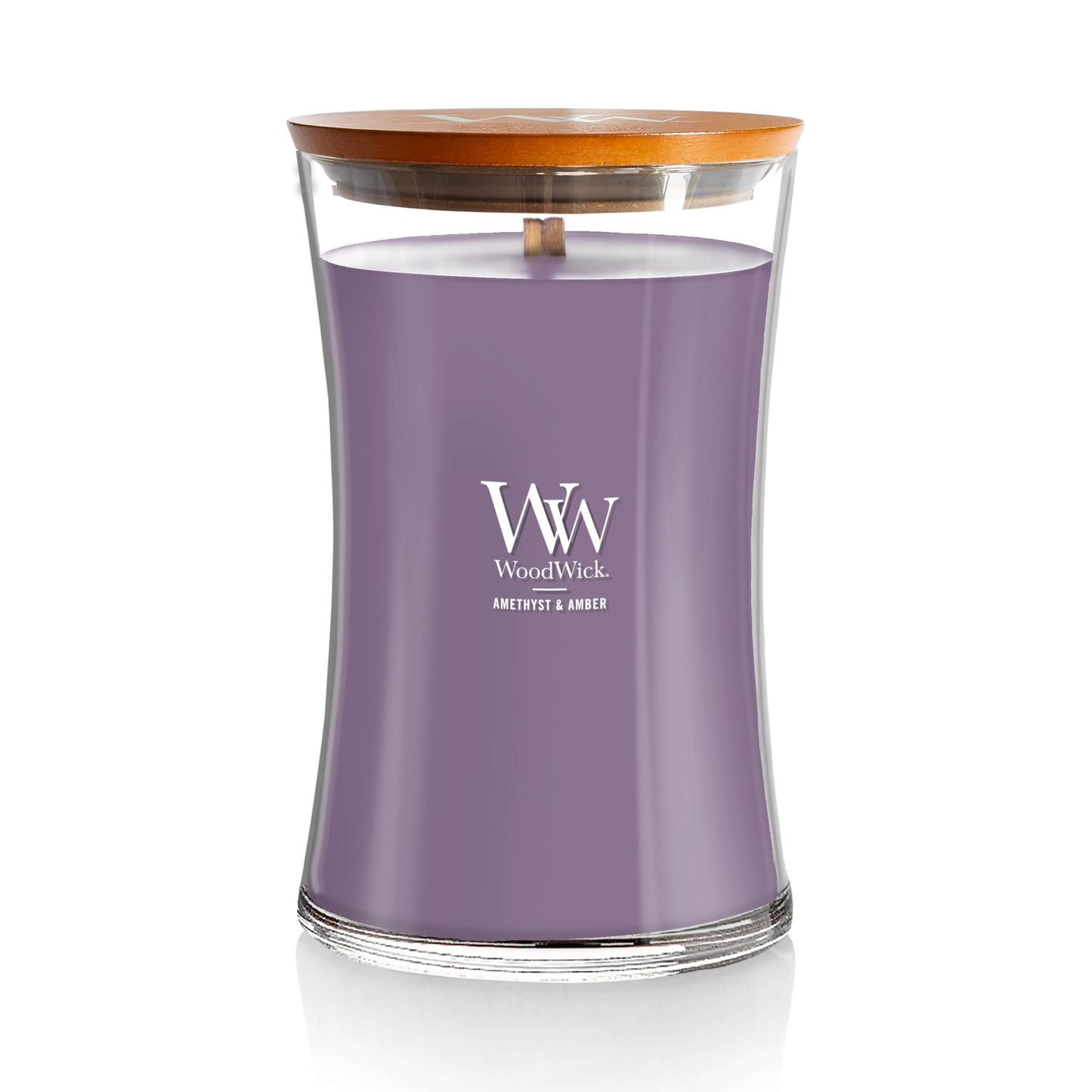 WoodWick Amethyst & Amber Gifts for Women and Men, 21.5 oz Large Hourglass Candle with Crackling Wick