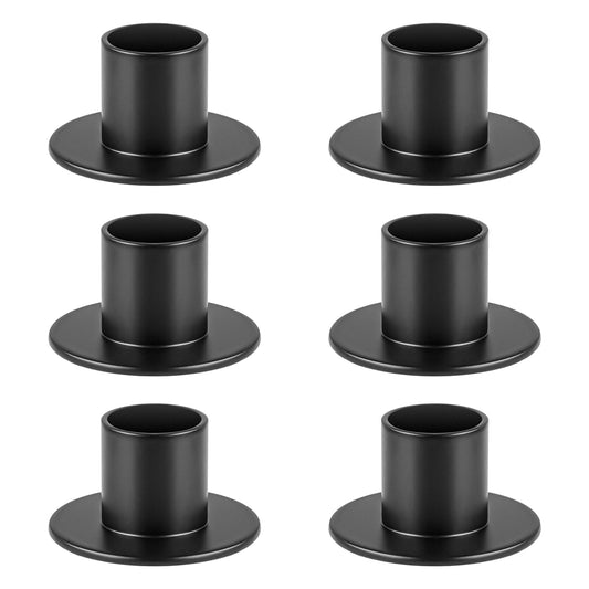 kehail Metal Taper Candle Holders Set - 2"×1" Elegant Candlestick Centerpieces for Table Decor, Wedding, Anniversary, Dinner Party (6, Black)