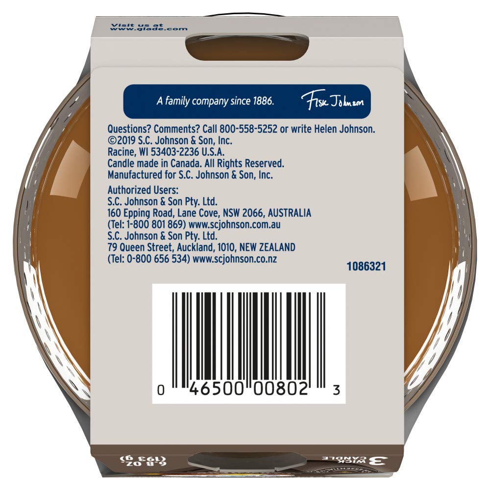 Glade Candle Cashmere Woods, Fragrance Candle Infused with Essential Oils, Air Freshener Candle, 3-Wick Candle, 6.8 Oz, 3 Count