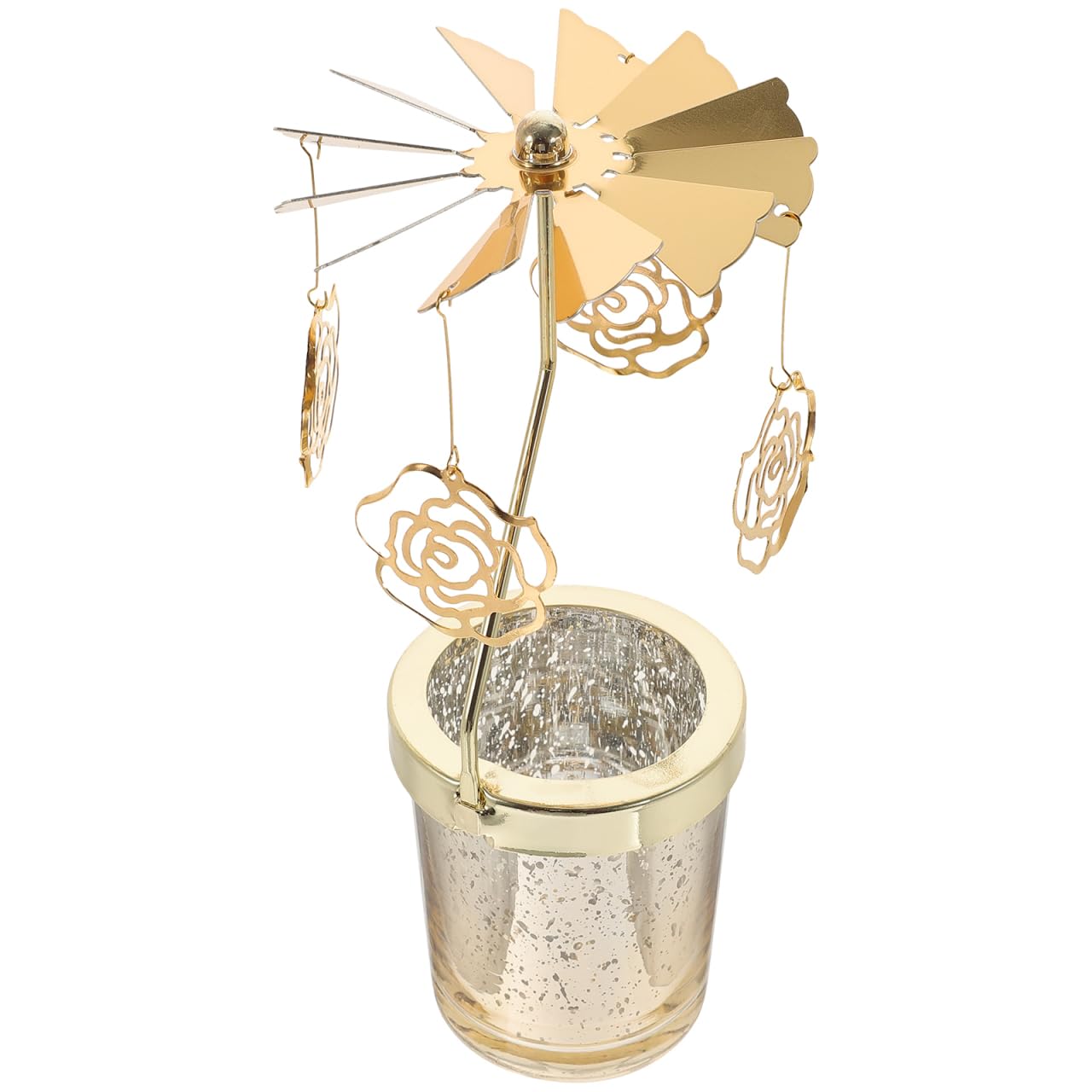 HOMSFOU Rotating Metal Candle Holder for Parties Creative Design Scented Candle Stand for Weddings and Festivals Decor Lively Atmosphere