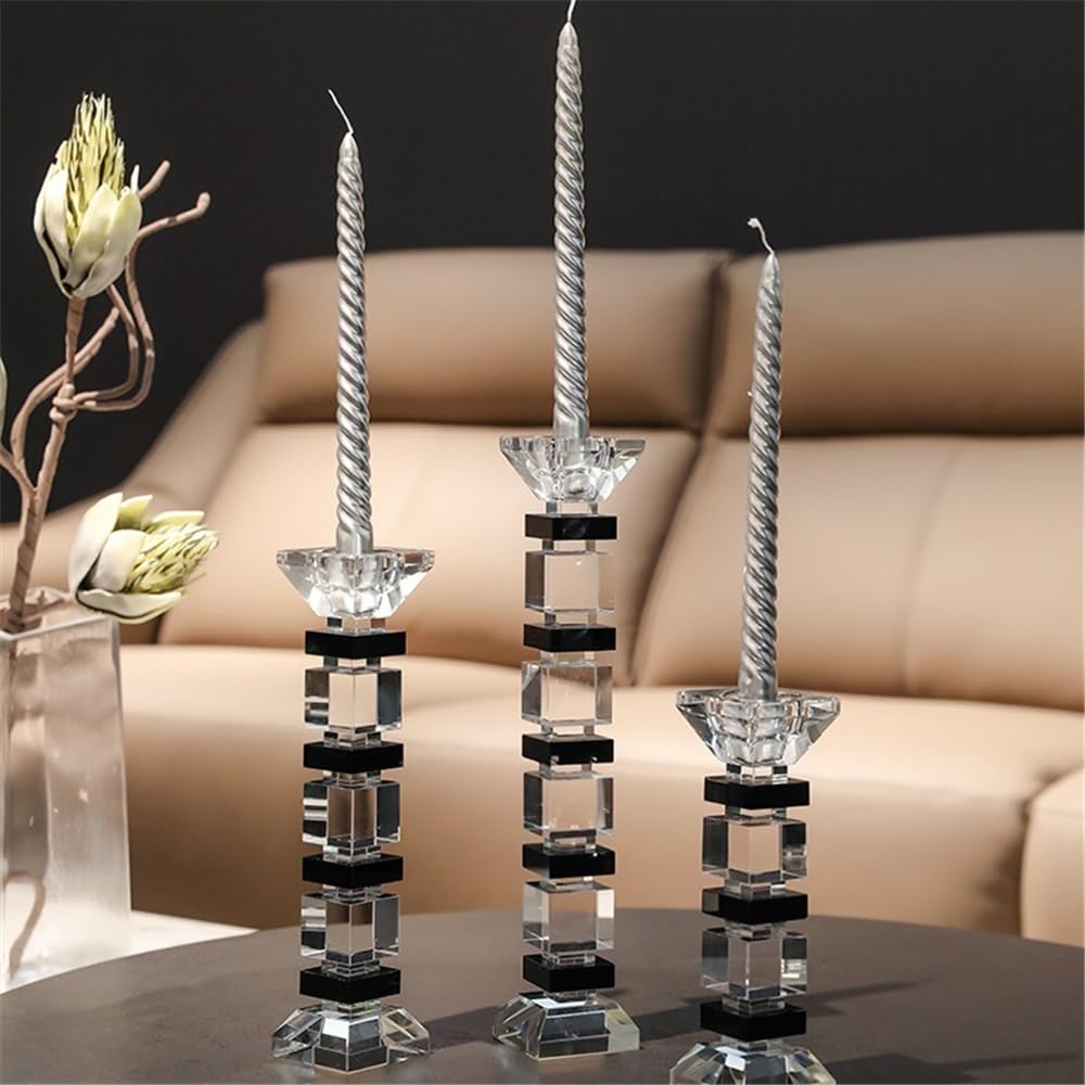 YUHUAWF Candle Holderss Light Luxury Crystal Glass Candle Holder Home Decoration Candle Holder for Wedding, Festival, Party & Windowsill Decor Decorative Candlestick(Small)