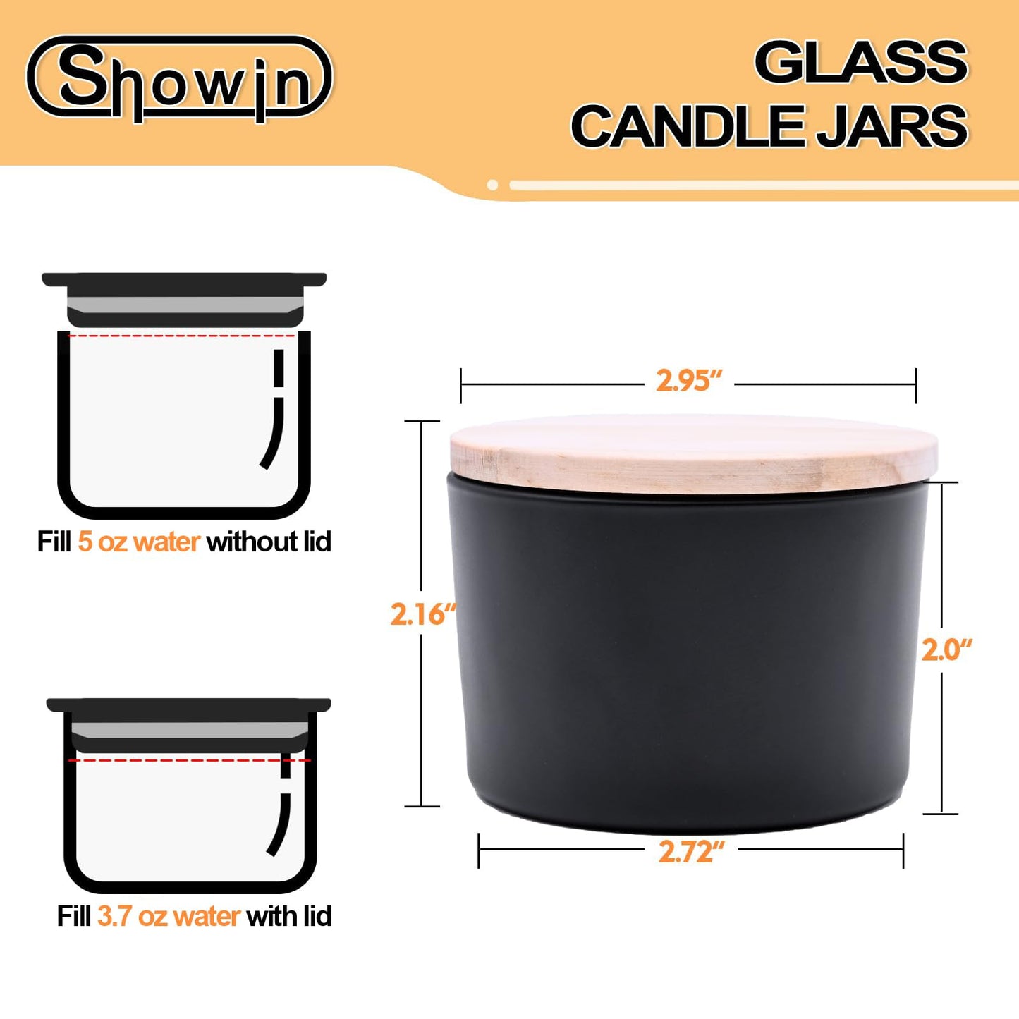 SHOWIN Thick Candle Jars for Making Candles 20 Pcs, 4 OZ Empty Jars with Wood Lids for Candle Making, Sample Container, Matte Black