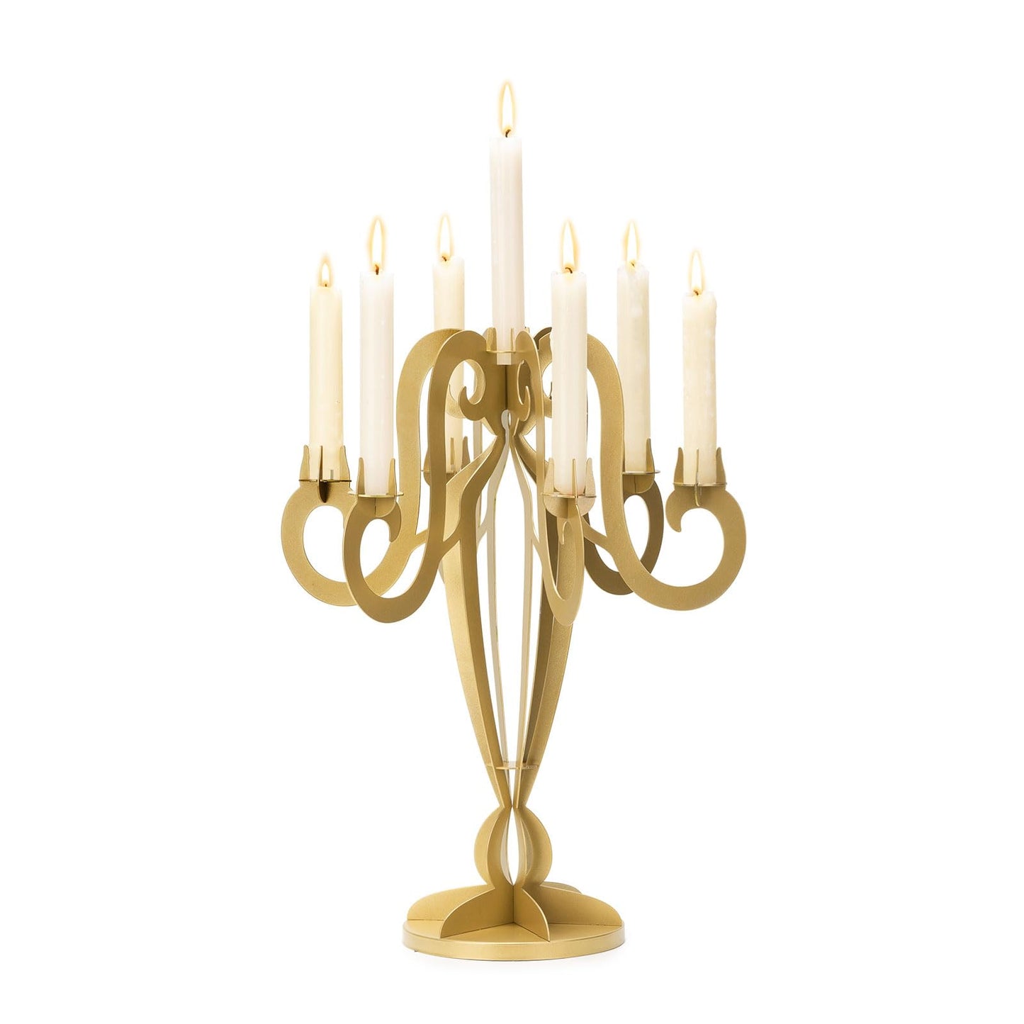 AIM & GGKK 7 Arm Gold Metal Candelabra Candle Holders – Elegant Taper Candle Holders, Classic Candlestick Holder, Decorative Candelabra Centerpiece for Table & Home Decor