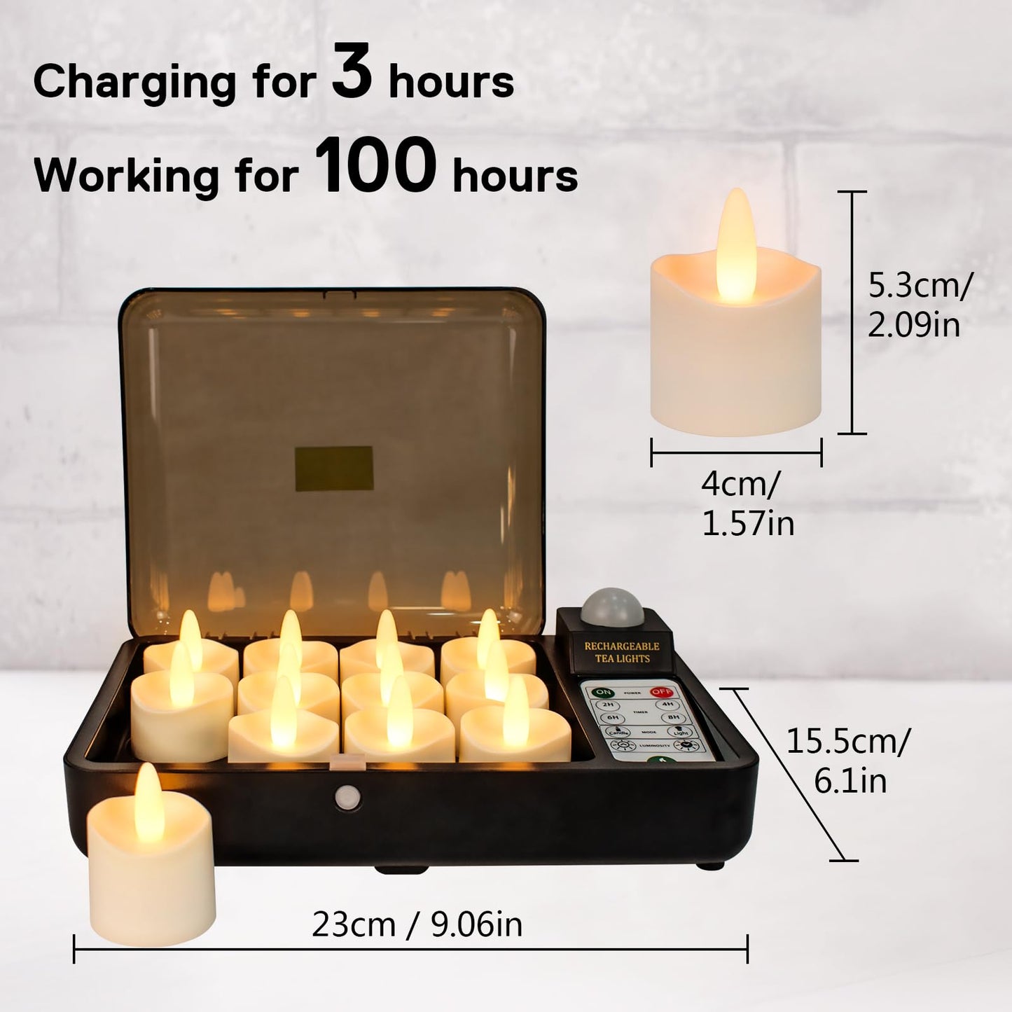 HL Rechargeable Waterproof LED Tea Lights with Remote & Timer, 100H Flameless Votive Candles for Indoor/Outdoor, Flickering Décor for Weddings, Parties, Halloween & Christmas.