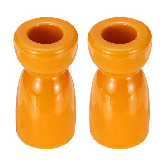 uxcell 2 Pack Candlestick Holder Bright Orange Ceramic Taper Candle Holder Candle Stand Holders Modern Style Decoration for Centerpiece Tabletops Anniversary