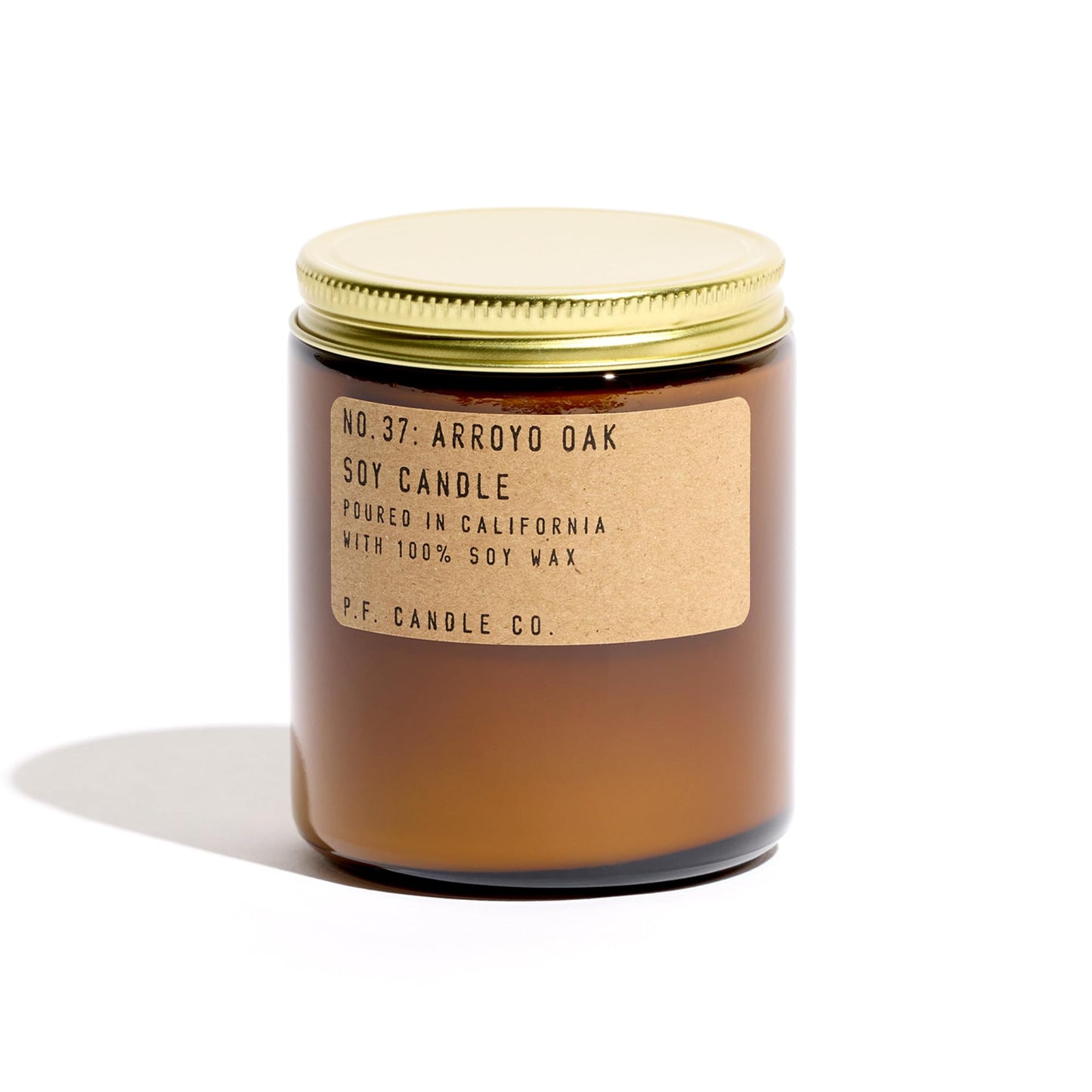 P.F. Candle Co. Arroyo Oak Classic Standard Scented Soy Wax Candle (7.2 oz) 40-50 Hour Burn Time, Amber Glass Jar, Made in The U.S.A.