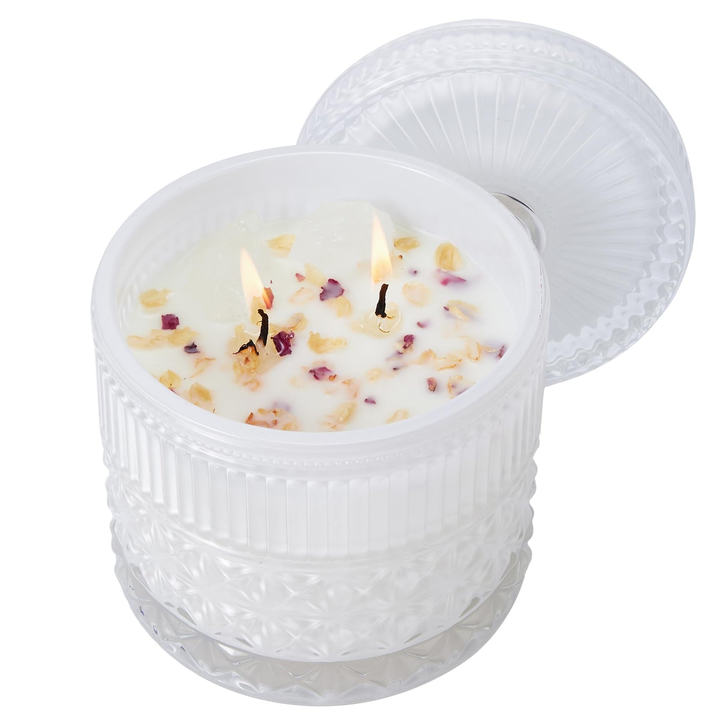 Chloefu LAN White Crystal Candle Gardenia Candles for Home Scented, Large 2-Wick Candle, Highly Scented, Gifts for Women, Anniversary Wedding, Thanksgiving, Birthday Gifts for Mom, 14 oz