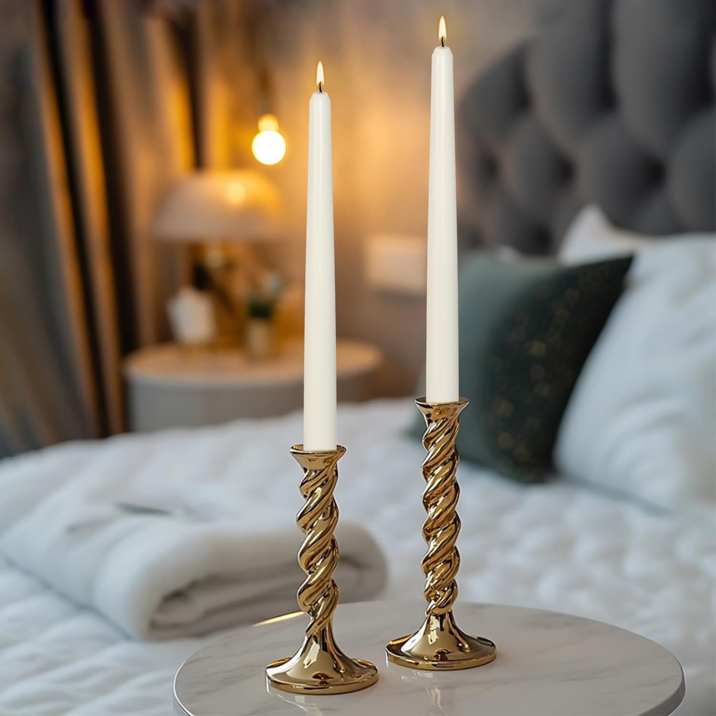 24Pack 10inch White Taper Candles- Dripless, Smokeless and Unscented candle-Long burning 8-9 Hours for home décor, Candlesticks, Dinner Table, Halloween,Vigil, Advent, Christmas, Thanksgiving, Kwanzaa