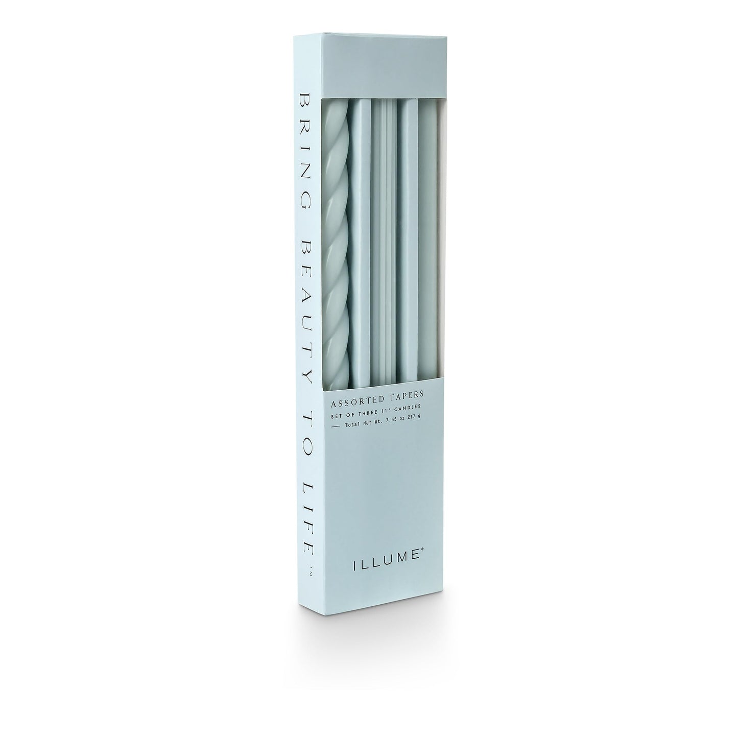 Illume Beautifully Done Unscented Assorted Candle Tapers 3-Pack, Powder Blue