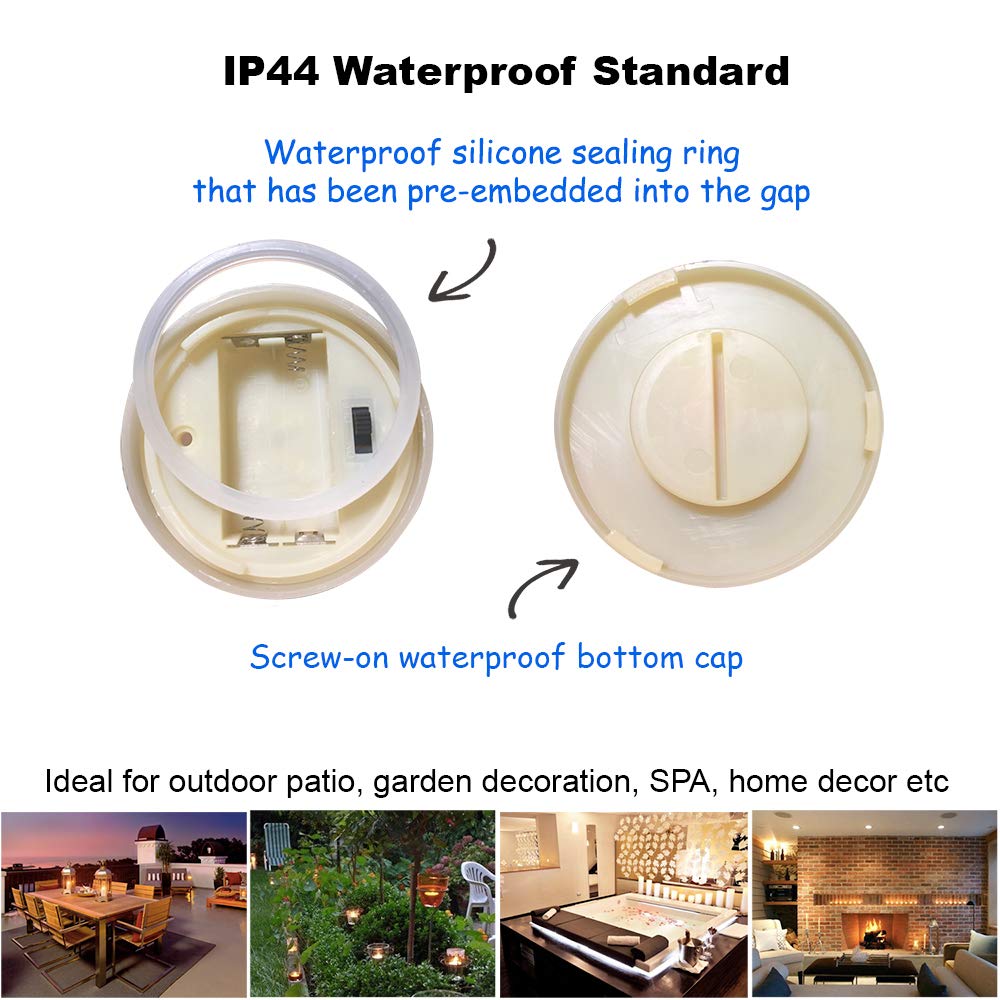 3PCS 4" 5" 6" Outdoor Waterproof LED Pillar Candles with Remote & Timer/Large Battery Operated Flickering Flameless Plastic Fake Candles for Outside Patio Decorative Hanging Lantern Home Decor