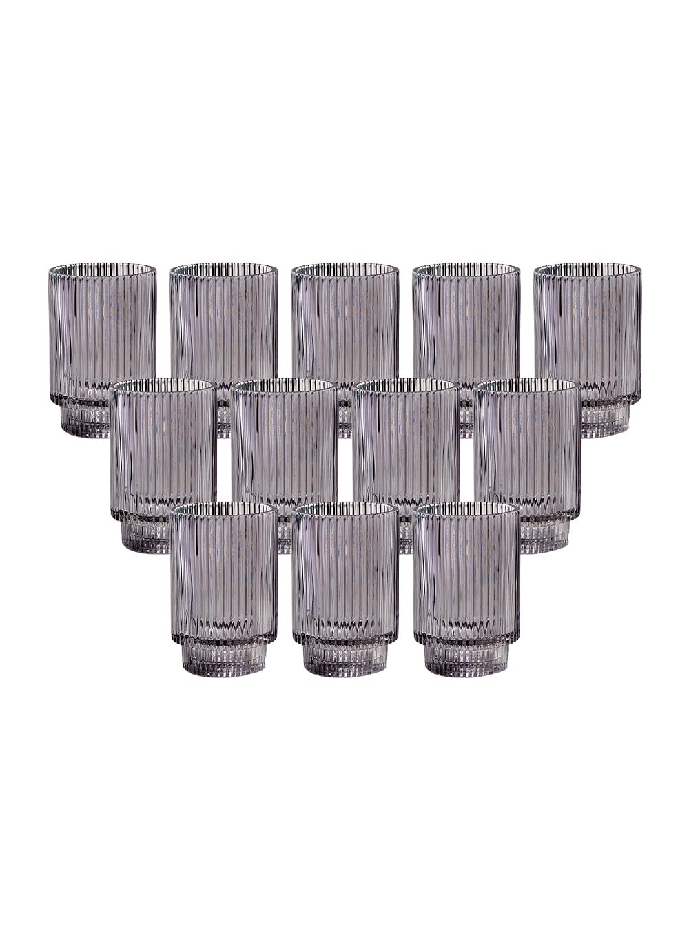 Serene Spaces Living 5in Smoke Ribbed Glass Votive Holder, Decorative Centerpiece for Wedding, Christmas, Thanksgiving, Dining Table, Living Room, Home Décor, 3.25" Diameter & 5" Tall, Pack of 24