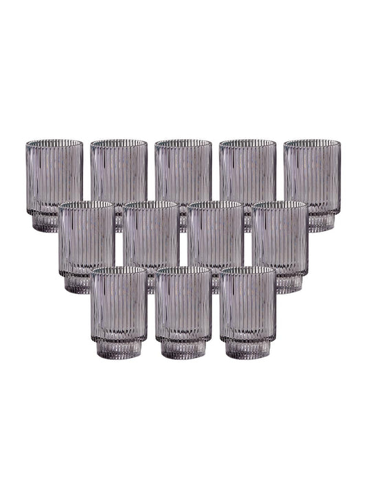 Serene Spaces Living 5in Smoke Ribbed Glass Votive Holder, Decorative Centerpiece for Wedding, Christmas, Thanksgiving, Dining Table, Living Room, Home Décor, 3.25" Diameter & 5" Tall, Pack of 24