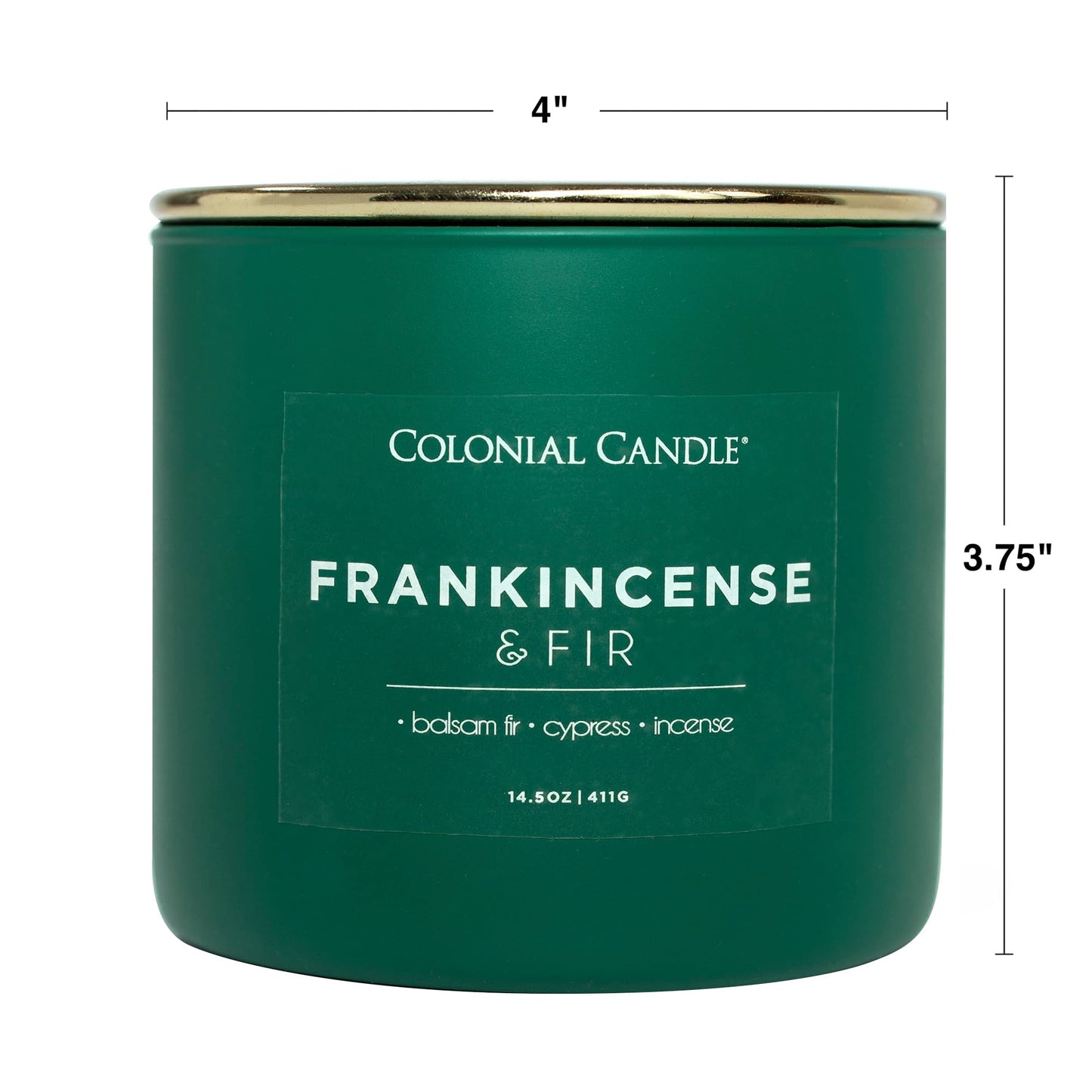 Colonial Candle Frankincense & Fir Scented Jar Candle, Pop of Color Collection, 3 Wick, 14.5 oz - Up to 60 Hours Burn