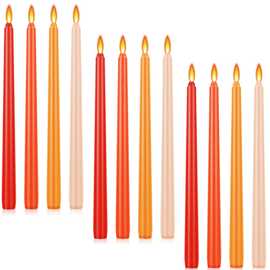Threan 12 Pack Taper Candles 11.8 Inch, Gradient Colored Dinner Candles, Dripless Long Burning Candlesticks for Wedding, Table Centerpiece and Home Decor(Orange)