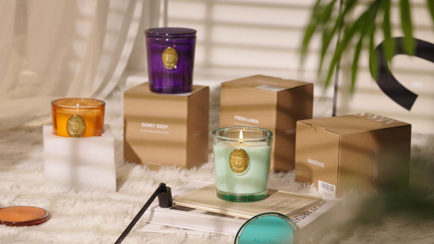 M&SENSE Natural Strong Soy Candle | Berry Rose & Purple | 9.2 oz, 50H Burn Time | Luxury Scented Candle for Relaxation, Gifting, Home Décor | Ideal for Bedroom, Office, Party Ambiance
