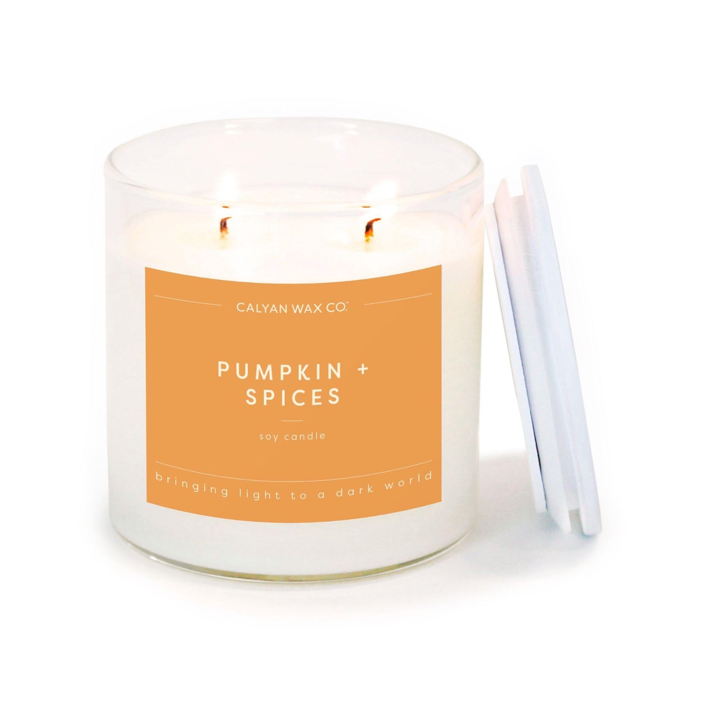 Calyan Wax Co. Pumpkin & Spices 2 Wick Scented Candle - 37 Hour Burn - Luxury Clean Soy Wax Candles - Long Lasting Large Glass Jar Candle for Home - 8.8oz