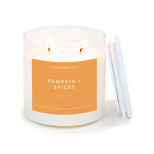 Calyan Wax Co. Pumpkin & Spices 2 Wick Scented Candle - 37 Hour Burn - Luxury Clean Soy Wax Candles - Long Lasting Large Glass Jar Candle for Home - 8.8oz