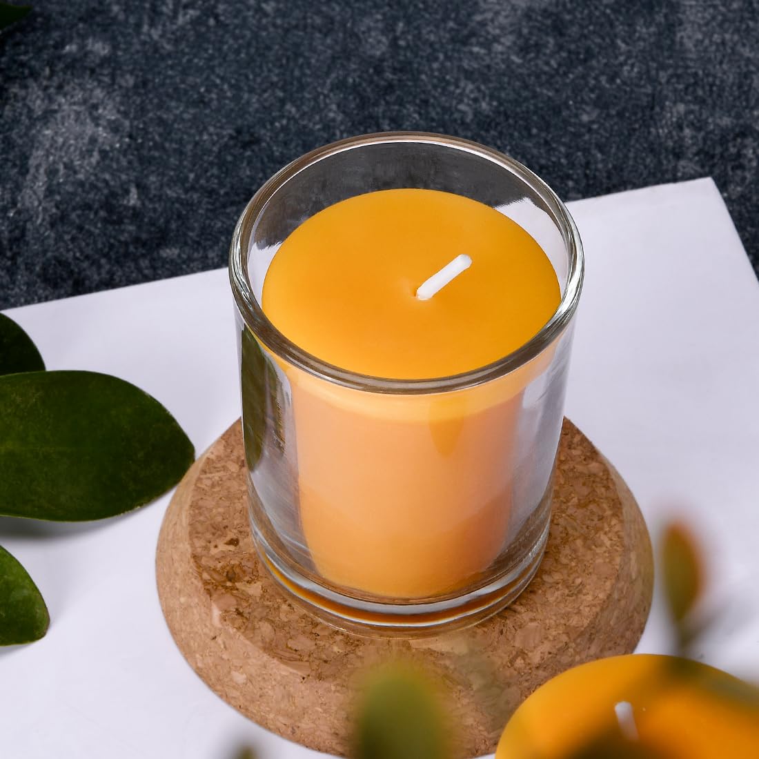 Pure Beeswax Votive Candles-6 Pack Natural Votives Set in Glass Jar for Home Room Decor Party Wedding Spa Gift,12 Hours Burn