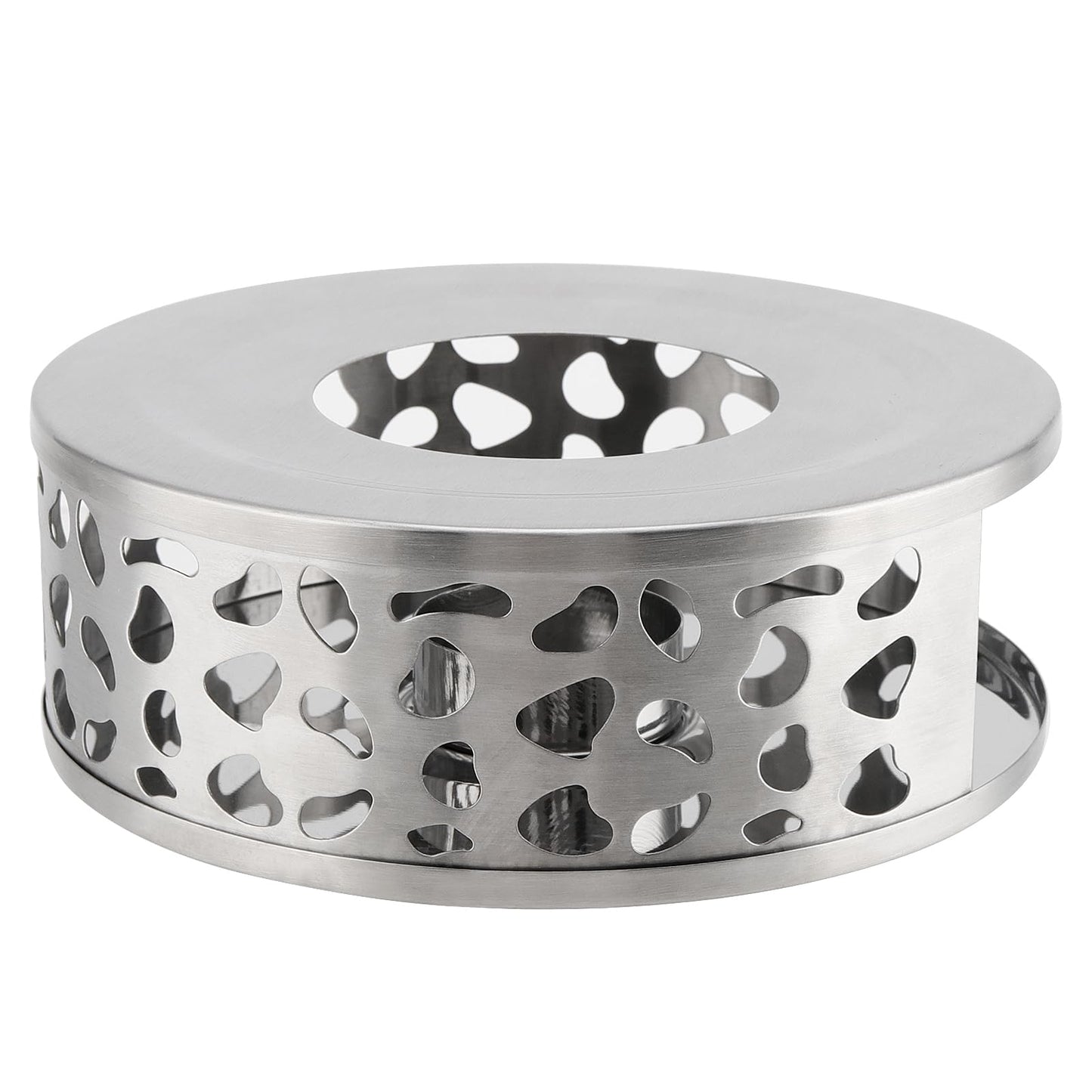 HOIGON 3 PCS Teapot Warmer, Stainless Steel Brushed Tea Pot Warmer Base with Tealight Candle Holder, Silver