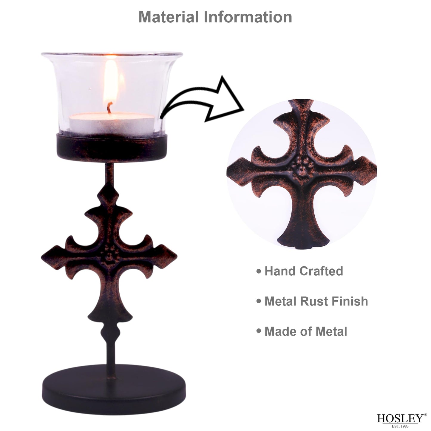 Hosley Set of 6 Black Metal & Glass Votive Candle Holders | Decorative Tea Light Holders for Home Decor, Wedding, Parties, and Dining Table Centerpieces