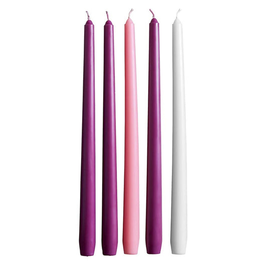 Avalon Gallery Advent Candle Set - Traditional Pink and Purple Candles for Christmas & Easter Holidays, 5-Count, 12" Tapers