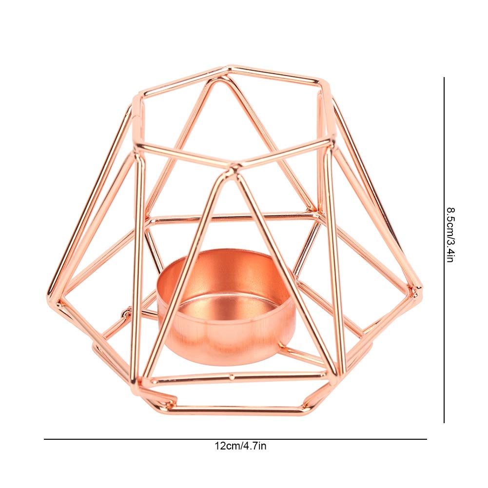 Geometric Tealight Candle Holders | Gold Hollow - Out Design for Table Decor/Wedding Centerpiece/Party | Nordic Style Iron Candlestick, 4.7x3.4 inch