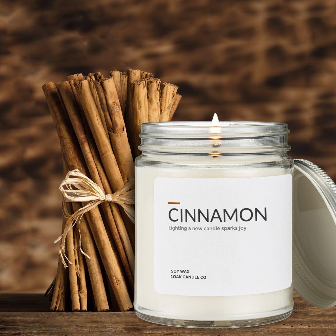 1OAK Cinnamon Candle - Soy Wax Scented Candles - Soy Candles for Home Scented - Long Burning Premium - Hand-Poured (7oz.)
