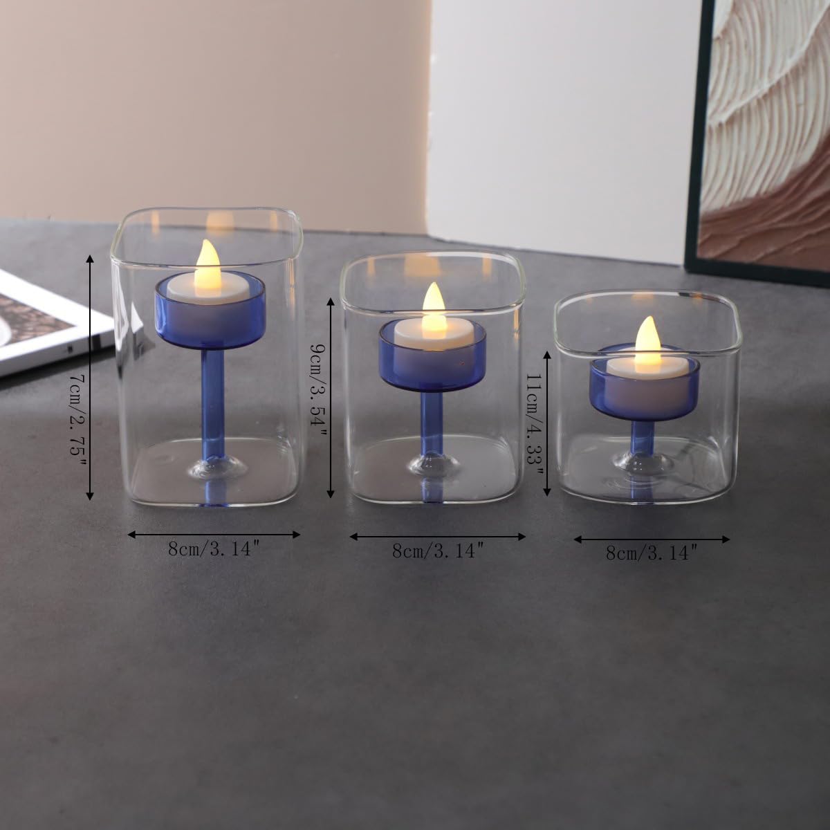Maimeili Glass Candle Holder Hurricane Crystal Decorative Candle Fits Standard Tealight for Table Wedding Dinning Centerpieces Party Supplies Home Decor