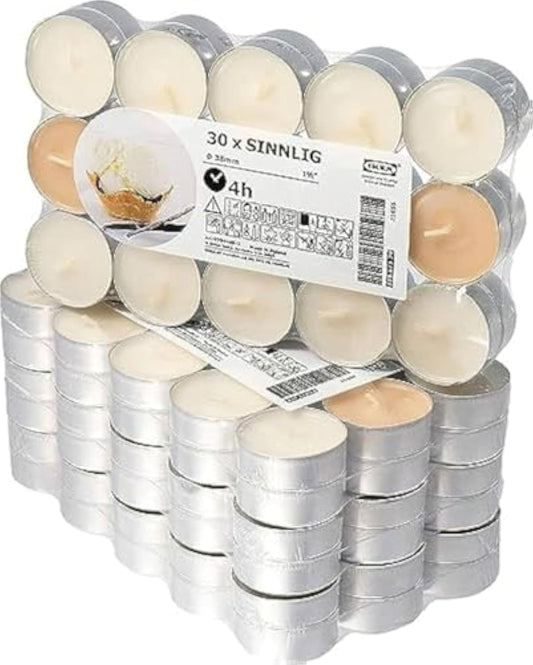 IKEA Home Decoration Sinnlig Scented Tealight, Vanilla Pleasure, Natural- 30 /Pack, Multicolor