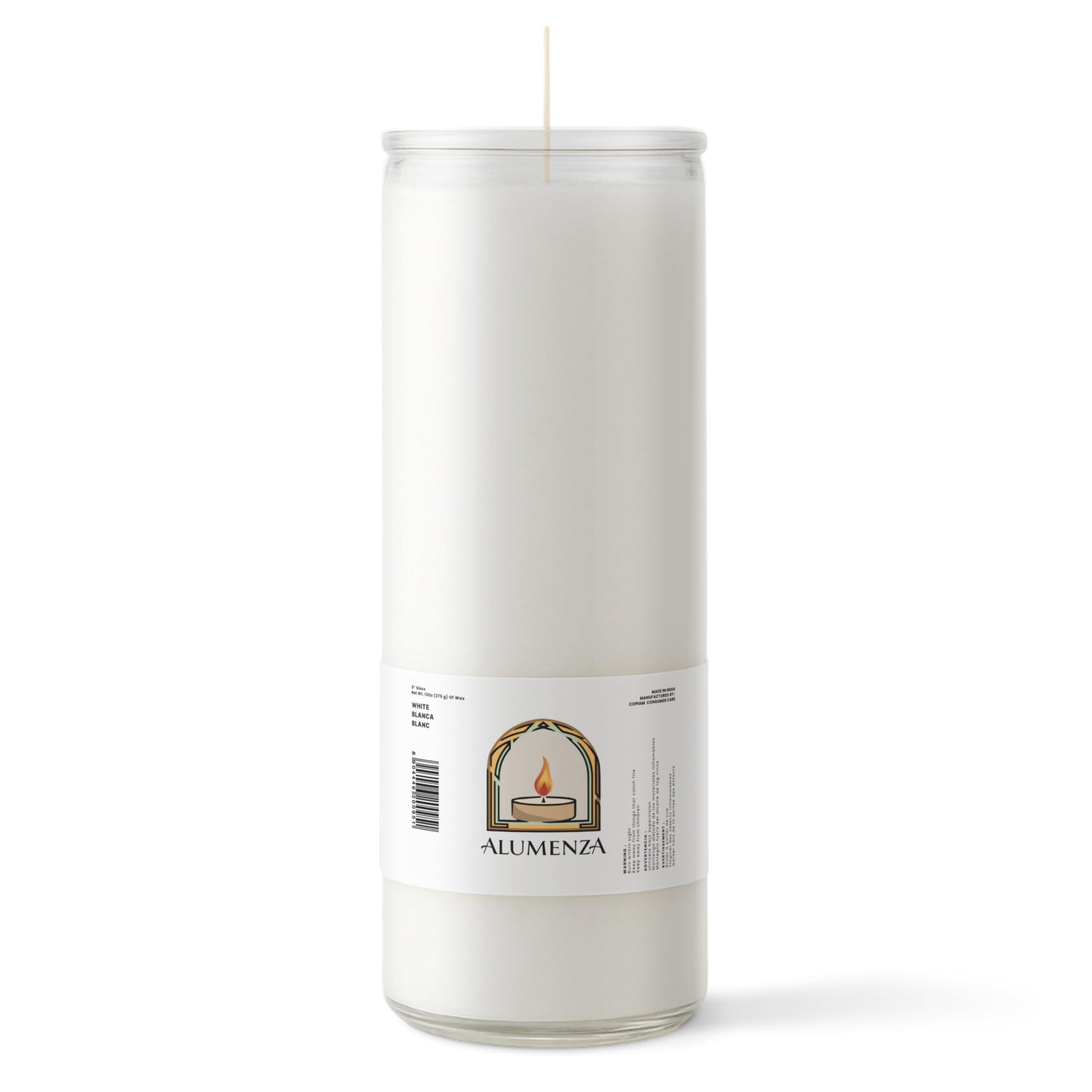Alumenza Bulk 6 Pack White 7 Day Candles in Glass Jar – Paraffin Wax, Clean Burning Unscented | Vela Blancas Devotional Prayer Pillar Candle for Home, Memoria, Spells, Long Lasting