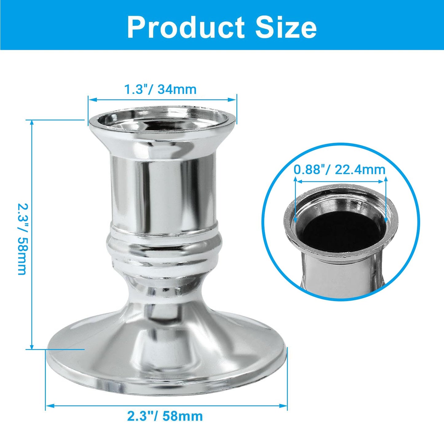 Hordion 24Pcs Taper Candle Holder Silver Plastic Candlestick Holders Decorative Table Centerpiece for Wedding Candlelight Dinner Bridal Showers Party Decor