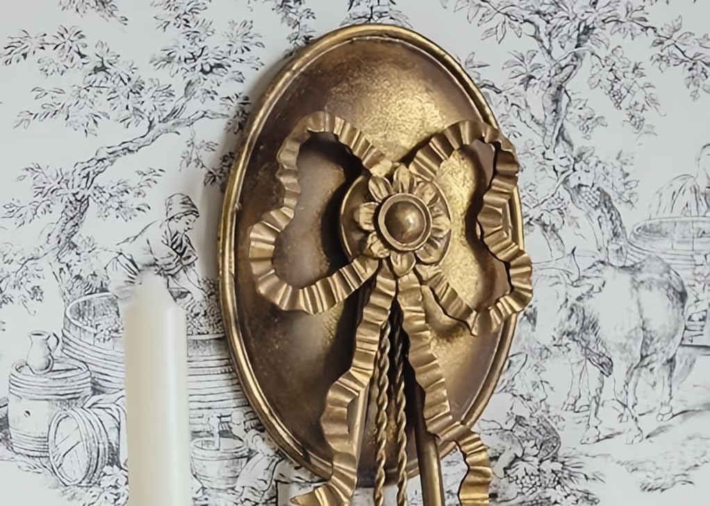 TerkCo Long Gold Wall Candle Sconces Wall Decor Set of 2,Metal Antique Wall Mounted Candleholders, Wall Decoration for Living Room,Dining Room, Bedroom （No Candle）(Gold 3)