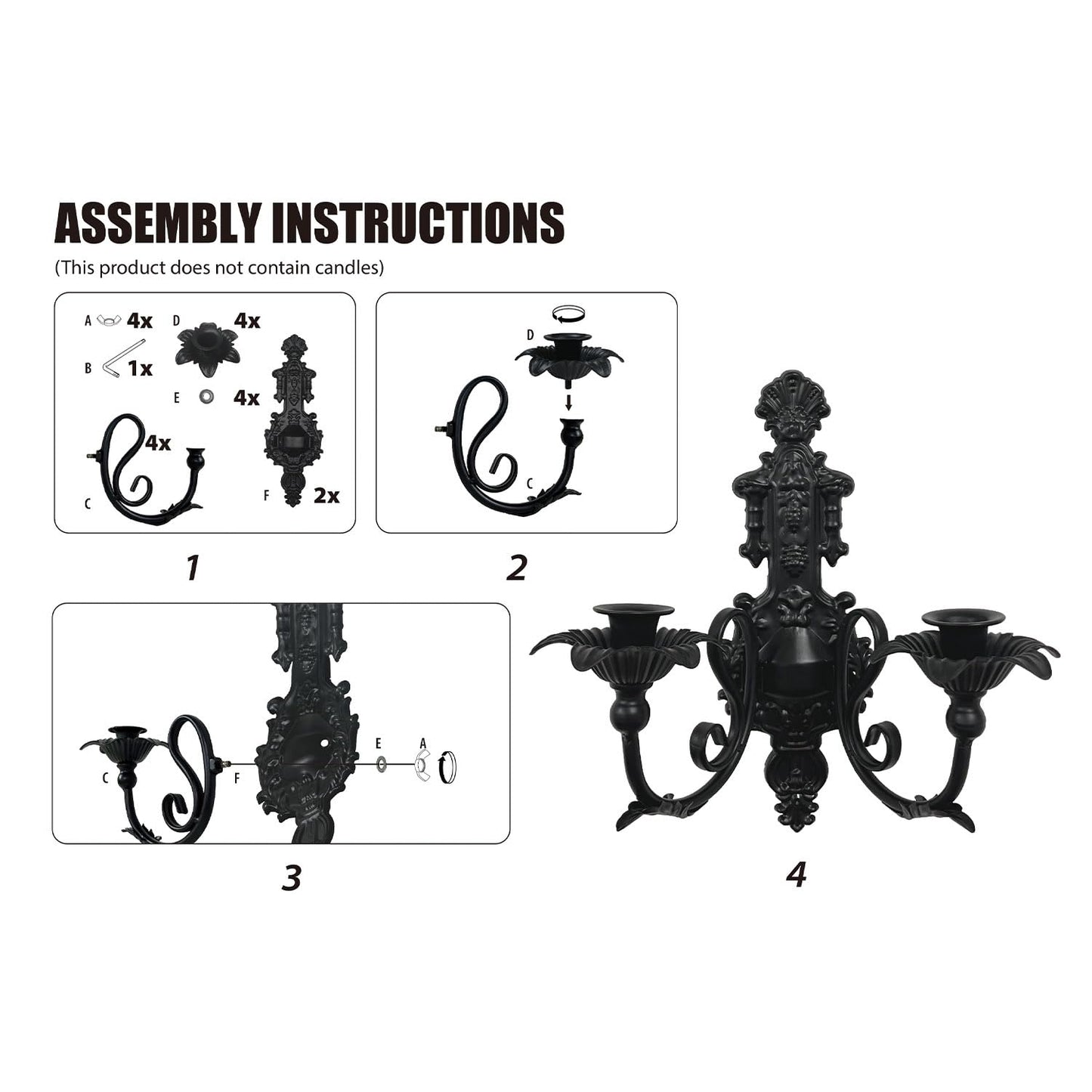 CC wonderland zone Candle Sconce(Set of 2)-Metal Gothic Wall Decorations-Rustic Home Decor-Black Gold Wall Candle Sconces,Dark Academia Decor