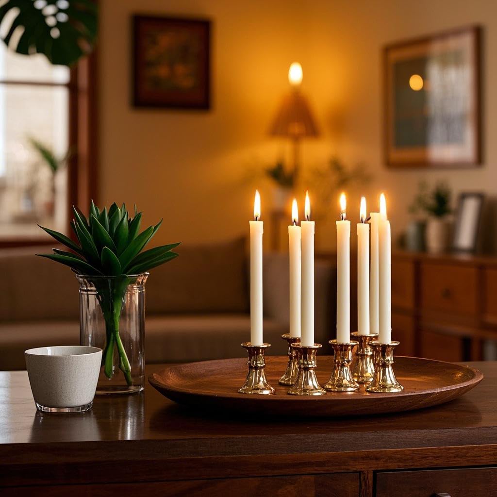 12-Pack Ivory Taper Candles, 10 Inch Unscented Dripless Candlesticks, Long-Lasting Burn Time of 7-8 Hours, Perfect for Home Décor, Weddings, and Events